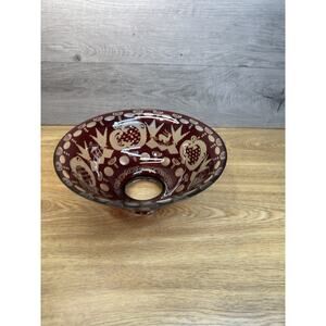 Vintage EGERMANN RUBY RED Bohemian Czech Art Glass 10” BOWL 4.5” Deep